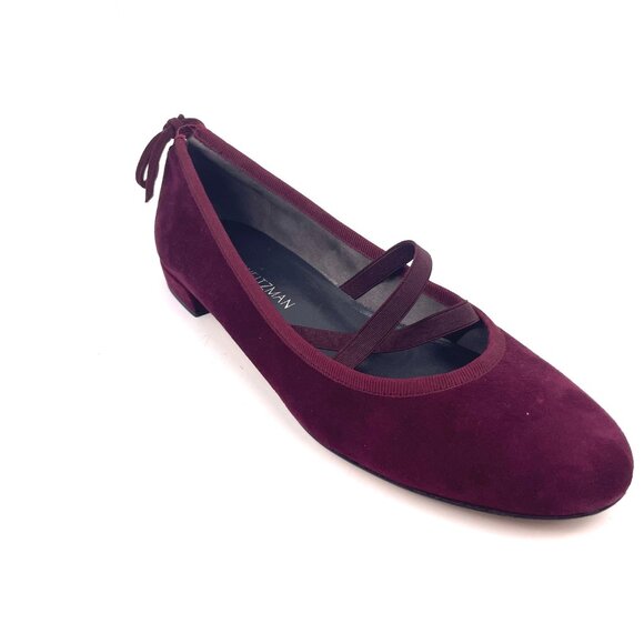 Stuart Weitzman Purple Suede Ballet Flats with Bow Detall at Heel & Straps Sz 8M - Picture 4 of 12